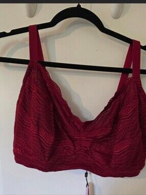 Cosabella Dolce Mulberry Burgundy Curvy Lace Bralette XL Wireless Bra